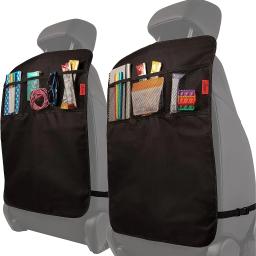 Capa de assento preta para crianças com organizador de armazenamento de 3 bolsos, protetor de banco traseiro à prova d'água, protetores traseiros de assento de carro - Image 5