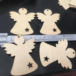 10 peças recortes de madeira inacabados, formas de anjo para projetos de artes e ofícios DIY, decorações, enfeites - Image 3