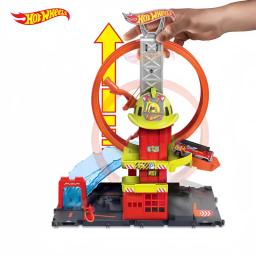 Em estoque roda quente cidade super estação de bombeiros hkx41 montanha inclinação desafio corrida reta campeonato pista competição brinquedo presente - Image 1