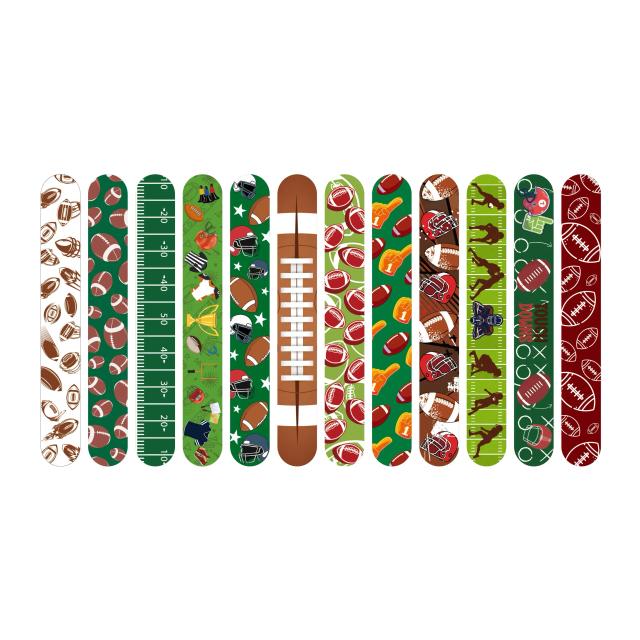 Conjunto de 12 Pulseiras de Rugby para Meninos - Temática Esportiva, Ideal para Festas de Aniversário e Presentes Infantis