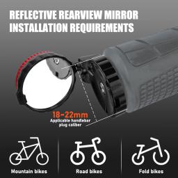 Espelho Retrovisor de Bicicleta Ajustável, Girar Ciclismo Guiador, Luz de Aviso LED, Espelhos Retrovisores para MTB Road Bike Acessórios - Image 6