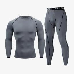 Ternos esportivos de compressão masculinos, conjuntos de corrida, secagem rápida, treinamento apertado, ginásio Fitness, traje de treino Rashguard, conjunto de roupas esportivas masculinas, novo, 2 peças - Image 1