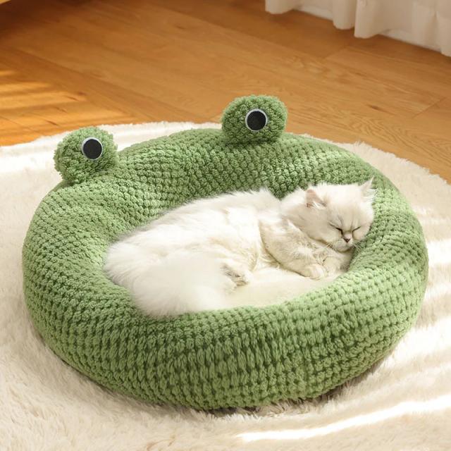 Casa Semi Fechada para Gatos e Cachorros com Colchão de Pelúcia Ideal para o Inverno