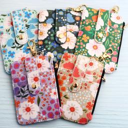 Pulseira de contas de silicone, bolsa de couro, chaveiro wristlet, pulseira carteira, impresso floral, Fragmentado ID Bag, 2024 - Image 5