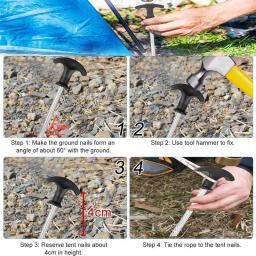 Portable T-Shaped Camping Tent Stake Pegs, aço carbono, parafuso, estacas de barraca para quintal - Image 5