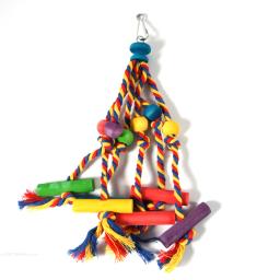 Pássaro colorido Poleiros Brinquedos, mastigar algodão corda, brinquedo papagaio, resistente à mordida, pássaro rasgando, calopsitas formação, 1pc - Image 6