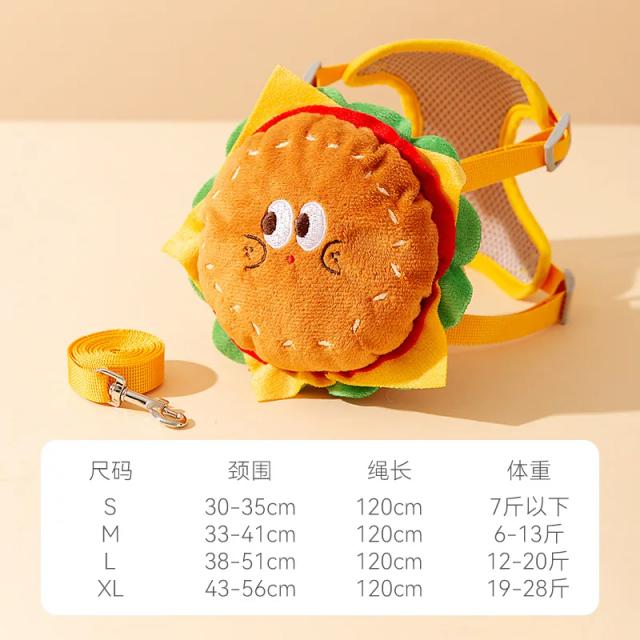Conjunto Completo para Passeio: Peitoral para Cães, Mochila Estilosa de Batatas Fritas e Corda de Reboque para Gatos