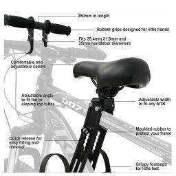 Assento de bicicleta infantil destacável, quadro frontal mtb, selim infantil com guidão de segurança, almofada de assento de bebê, acessórios de bicicleta - Image 5