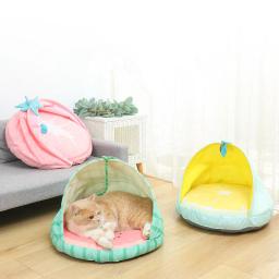 Cama para gato tenda suprimentos para animais de estimação acessórios filhote de cachorro pequeno cão cama esteira caverna kitty saco de dormir cesta móveis túnel canil - Image 2
