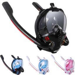 Máscara Full Face Snorkeling Tubo Duplo, Silicone Full Dry Breathing Tube, Frame Grande Mergulho Goggles, Alta Qualidade, Novo - Image 1