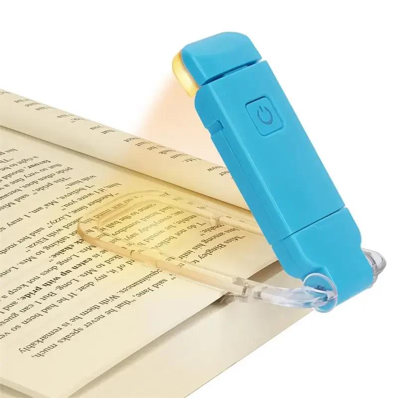 Luz de Leitura LED USB Recarregável Portátil com Clipe e Proteção Ocular