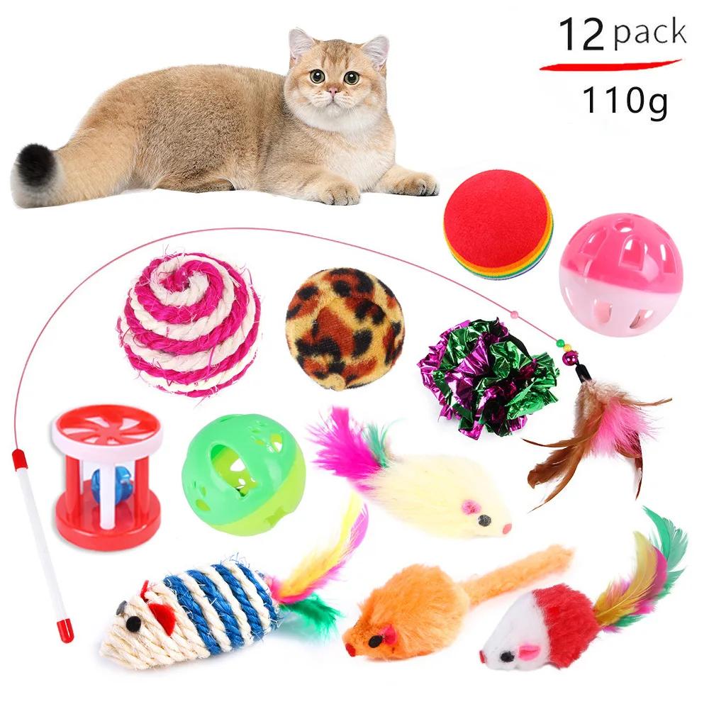 Conjunto de combinação de brinquedos de gato Vara engraçada Mouse de sisal Bola de sino Suprimentos de túnel Brinquedos de gatinho Acessórios de variedade - Image 1