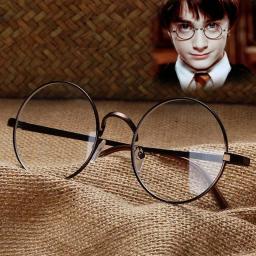 Harry Potter óculos para adultos, acessórios para cosplay, moldura redonda, plana, arte retro, adereços de roupas, presentes para meninos - Image 1