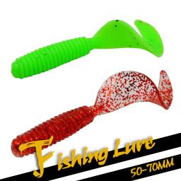 Gobygo 50-70mm 1.2-2g cauda longa isca macia silicone com cheiro de sal vermes isca de pesca biônico wobblers pique pesca baixo swimbait - Image 1