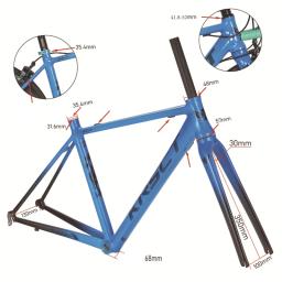 Quadro de bicicleta de estrada de alumínio leve e conjunto de garfo de carbono quadro de freio v garfo cônico de carbono completo 44-48cm tamanhos se encaixa em pneus 25c/28c - Image 4
