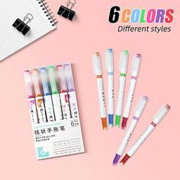 EOENKK-curva onda linha arte marcador canetas conjunto, cor, amor, estrela, ponto de nuvem, Stamp Liner, marcador, caneta para desenho, diário, escola, 6pcs - Image 5