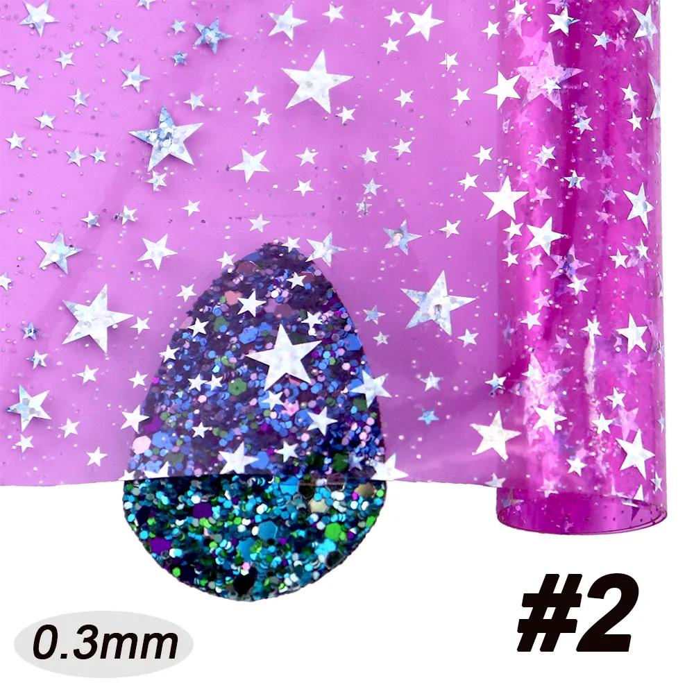 Rolo transparente da geleia do PVC, tela clara do vinil com estrelas do pó do brilho, bolsa de DIY, arcos decoração, BH426, 30x120cm - Image 1