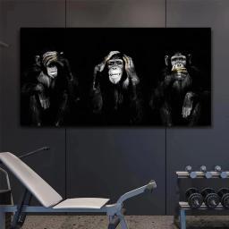 Pôster de tamanho grande, Pintura em Lona, Arte Mural, Dark 3 Pôsteres Engraçados de Macaco, Impressões para Sala de Estar, Decoração para Casa - Image 3