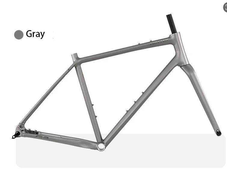 Twitter cascalho quadro de bicicleta de estrada g2 leve quadro de liga de alumínio garfo de fibra de carbono através do eixo freio a disco udh quadros off-road - Image 1
