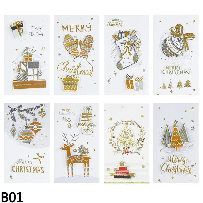 8 pçs/lote feliz natal cartões com envelope convites de natal ano novo cartão postal natal feriado festa suprimentos - Image 1