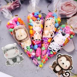 Animais selvagens Adesivos para Crianças, Doces e Caixa Pegajosa, Selva e Safari, Decoração de Festa de Feliz Aniversário, Embalagem de Bolinhos DIY, 24PCs - Image 4