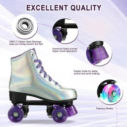 Sapatos de patinação esportiva deslizante ao ar livre, Patins profissionais Quad para adultos, Brush Street, Linha dupla de 4 rodas, Sapatos de skate no gelo - Image 4