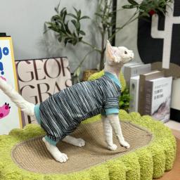 Casaco Sphynx de algodão macio para gatos, roupas de gato sem pêlos, camisa primavera para gatinhos, Devon Rex, sem mangas, camisa cinza para roupas de verão - Image 1