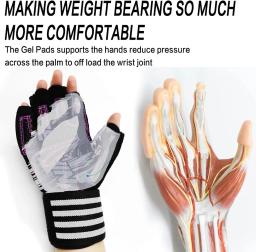 Luvas de levantamento de peso para mulheres Treino de ginástica com pulso, Luva meio dedo acolchoada para exercícios físicos - Image 5