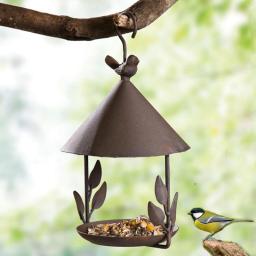 Rainproof Iron Bird Feeder, Windproof pendurado estilo, Pet Feeding Supplies, decoração do jardim ao ar livre - Image 1