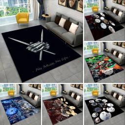 3D Kit de Bateria Instrumentos Musicais Tapete Antiderrapante Quarto Capacho de Cozinha Tamanho Grande, Varanda Corredor Área Decor Rug, Alta Qualidade - Image 1
