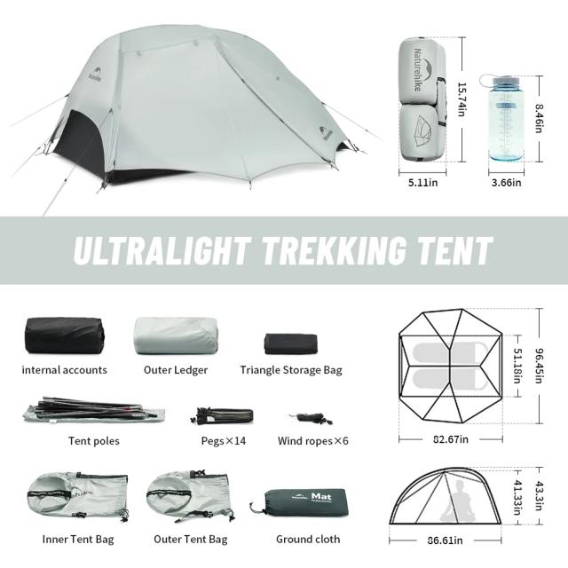 Tenda Camping Ultralight Naturehike Star River para 2 Pessoas com Mat e Duas Portas para Mochilão e Viagens