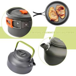 Kit De Panelas De Acampamento Leve Dobrável, Chaleira, Panela, Utensílios Portáteis, Louça De Piquenique De Alumínio, Churrasco, Caminhadas, Viagem - Image 5