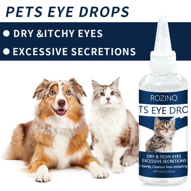 Colírio Seguro e Suave para Olhos de Animais de Estimação, 30ml - Ideal para Cães e Gatos, Alívio de Artrite em Viagens e Passeios na Praia