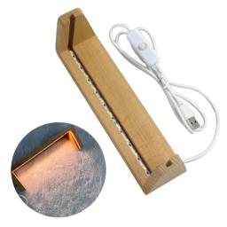 Led base de madeira suporte de exibição em forma de u quadro arte luzes exibir pedestal luz quente suporte de lâmpada com cabo usb fácil de usar - Image 5