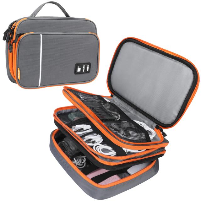 Organizador Eletrônico Multi Camadas com Bolso Frontal - Bolsa de Armazenamento e Organizador de Cabos para Viagens com Grande Capacidade para iPad