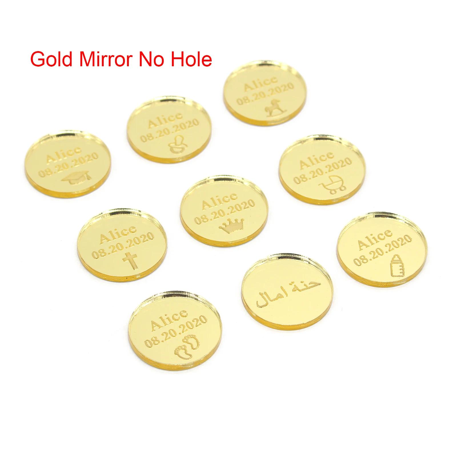 30 pçs personalizado ouro/prata redonda confetes decoração do casamento logotipo personalizado garrafa etiquetas baptismo festa de aniversário presente diy doces tags - Image 1