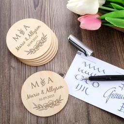 Ímãs de geladeira de madeira gravados personalizados, Favor personalizado do casamento, Presente do casamento para o convidado - Image 2