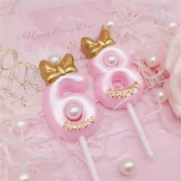 Cute Bowknot Aniversário Número Vela Princesa Príncipe 0-9 Número Velas Decoração Bolo Digital Candle Topper Cupcake Party Candles - Image 3