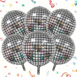 4D Prata Laser Rodada Balões, Decorações do partido, Dance Floor Lâmpada, aniversário e despedida de solteiro, 6PCs, 22 em - Image 5