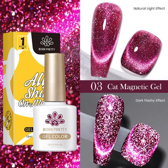 Esmalte Gel Glitter Magnético Reflexivo Nascido Pretty com Efeito Snowlight e Brilho Espumante - 10ml