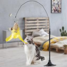 Brinquedos interativos de penas para gatos, arame de aço com sino, auto-hi pet Teaser, Pet Supplies engraçado - Image 1
