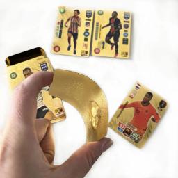 Cartões estrela de futebol dourados e prateados para fãs, coleção de cartas comerciais de futebol puro, TCG, presentes infantis, jogo de fãs, coleção de fãs, 2024 - Image 6