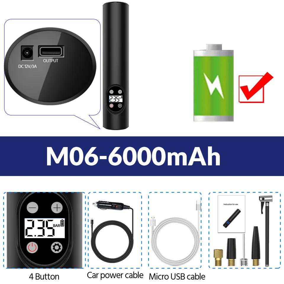 E-ACE-Inflator portátil sem fio de pneus, adequado para inflar rapidamente, baterias 6000mAh, adequado para bicicletas, motocicletas e carros - Image 1