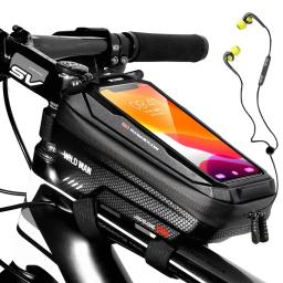 Homem selvagem impermeável bicicleta saco, tubo frontal superior, ciclismo saco, caixa do telefone, touchscreen, MTB Pack, acessórios de bicicleta, 6,6 ", novo - Image 1
