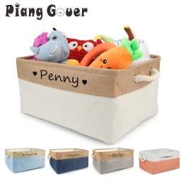 Cesta de brinquedos personalizada para cães e gatos Impressão gratuita, Pet Storage Box, DIY Custom Name, Brinquedos Roupas Acessórios, Organizar Armazenamento - Image 1