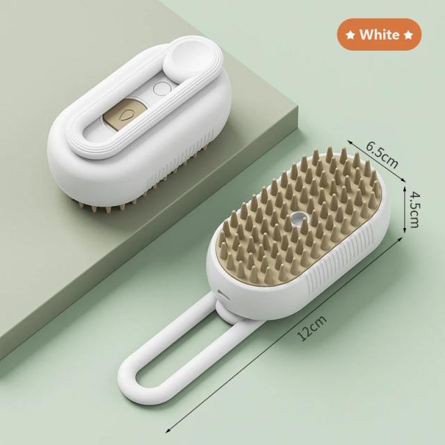 Escova a Vapor 3 em 1 para Cães e Gatos com Spray Massageador e Removedor de Pelo