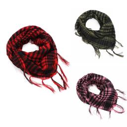 Xale de caminhada ao ar livre masculino com borla, lenço xadrez deserto, árabe militar, turbante tático do exército, máscara - Image 2