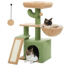 Árvore pequena do gato com borne de arranhão, parte superior grande, poleiro, torre interna do gato, raspador, acessórios dos gatos, suprimentos do gato - Image 1