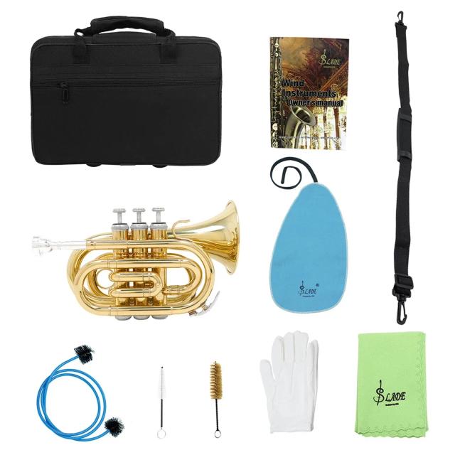 Trompete Portátil M MBAT-Professional para Músicos: Flat B Bb em Latão com Acessórios Inclusos