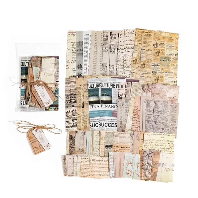 Kit Vintage de Papel JIAMEI para Scrapbooking DIY - 100 Peças de Papel Artesanal para Colagem Criativa e Junk Journal